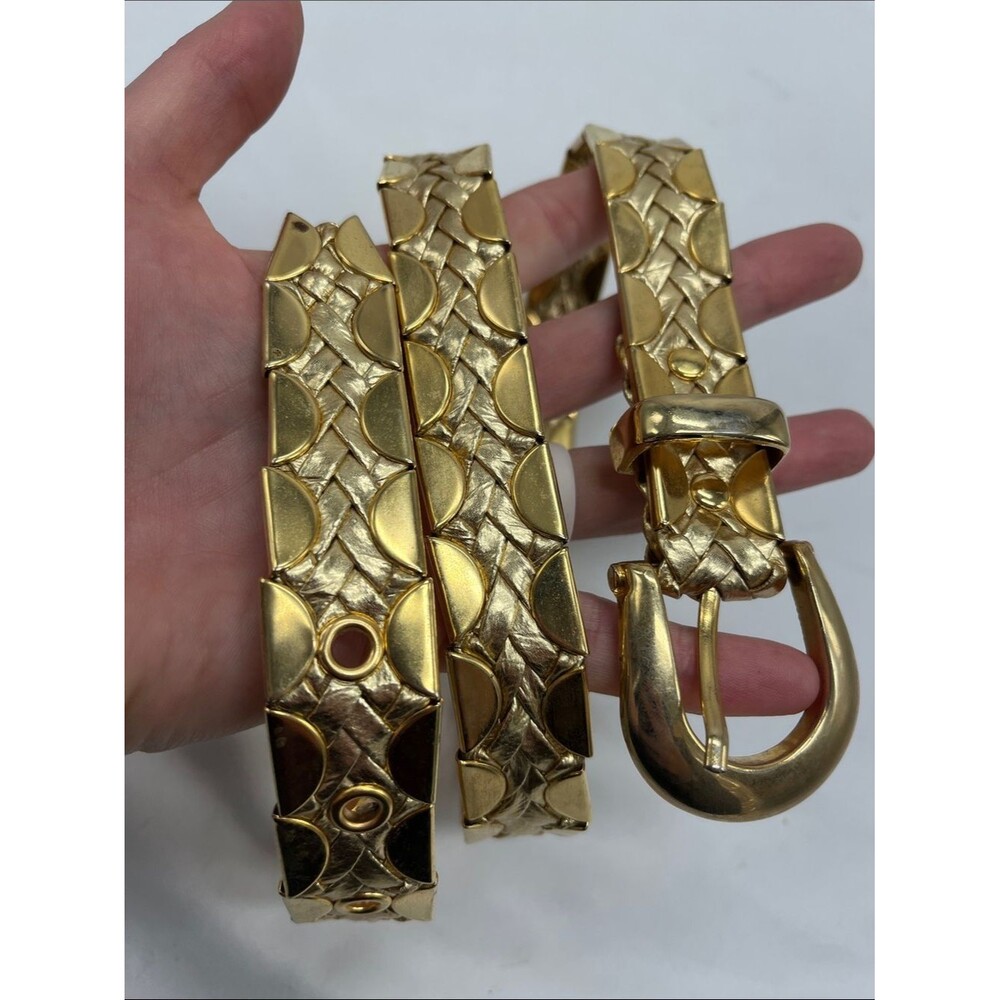 Vintage Gold Metallic Faux Leather Braided Belt
